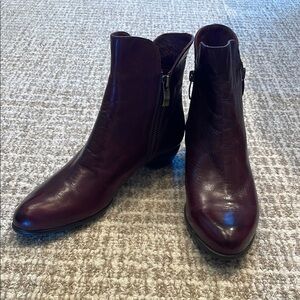 Brand New Rich Burgandy/Plum Ankle Boots with Smooth Leather and Pointed Toe